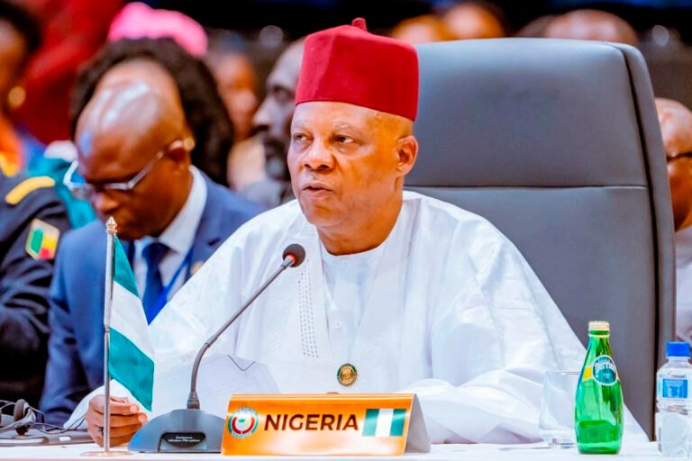 Vice President Kashim Shettima addressing the ECOWAS summit in Freetown on behalf of President Bola Tinubu.