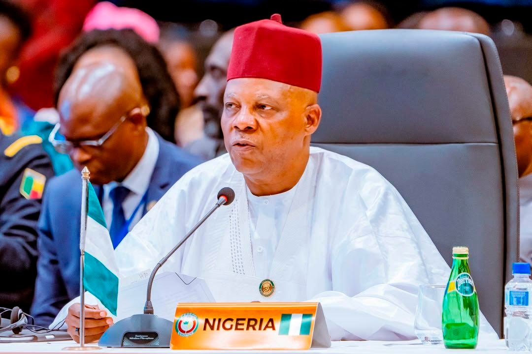 Vice President Kashim Shettima addressing the ECOWAS summit in Freetown on behalf of President Bola Tinubu.