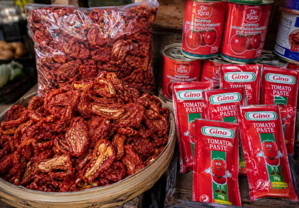 Dried and packed paste tomatoes