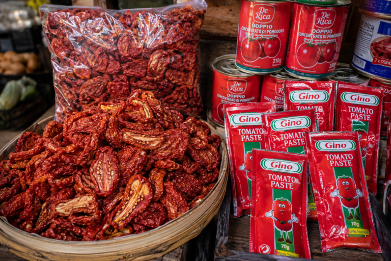 Dried and packed paste tomatoes