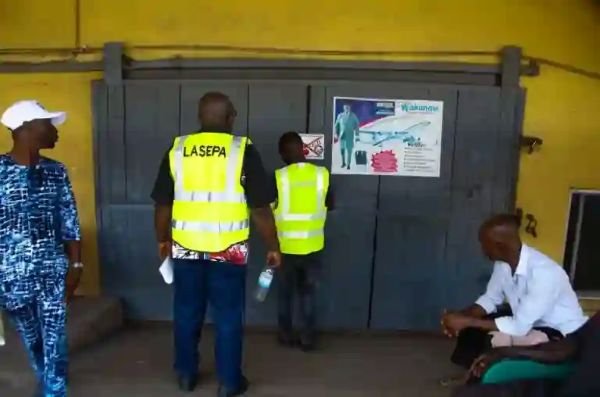 LASEPA officials at one of the sealed premises