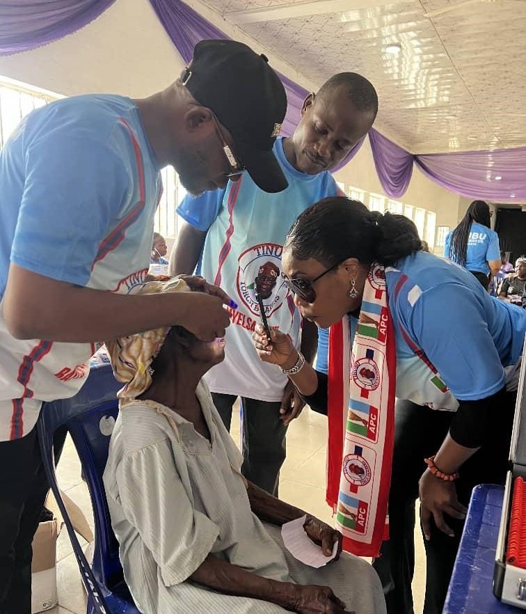 Residents receive free medical care during an outreach in Amassoma, Bayelsa State