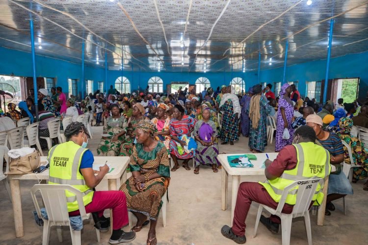 Medical personnel attend to residents during the SROL community medical outreach in Osun State.