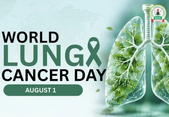 Lung cancer awareness campaign marking World Lung Cancer Day in Nigeria.