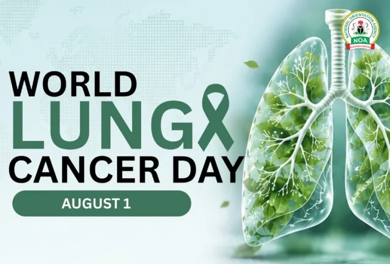 Lung cancer awareness campaign marking World Lung Cancer Day in Nigeria.