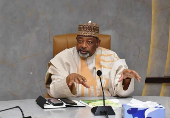 Minister of Agriculture Abubakar Kyari speaking on Nigeria's agricultural mechanisation plan in Abuja.