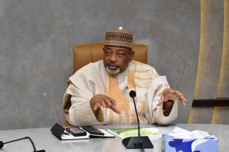 Minister of Agriculture Abubakar Kyari speaking on Nigeria's agricultural mechanisation plan in Abuja.