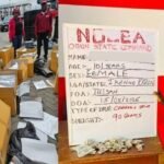 NDLEA operatives display illicit drugs seized during nationwide anti-narcotics operations.