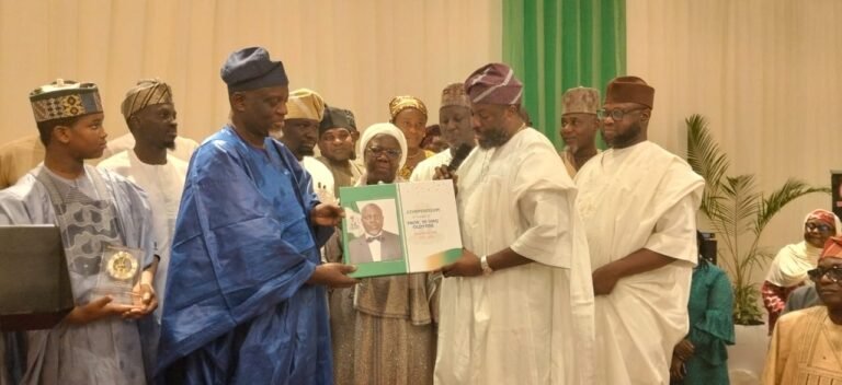 Former JAMB Registrar Professor Is-haq Oloyede receives tributes during his farewell reception in Abuja.