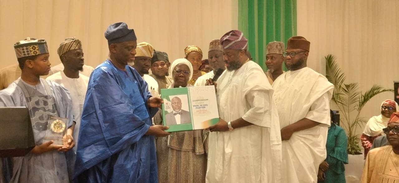Former JAMB Registrar Professor Is-haq Oloyede receives tributes during his farewell reception in Abuja.