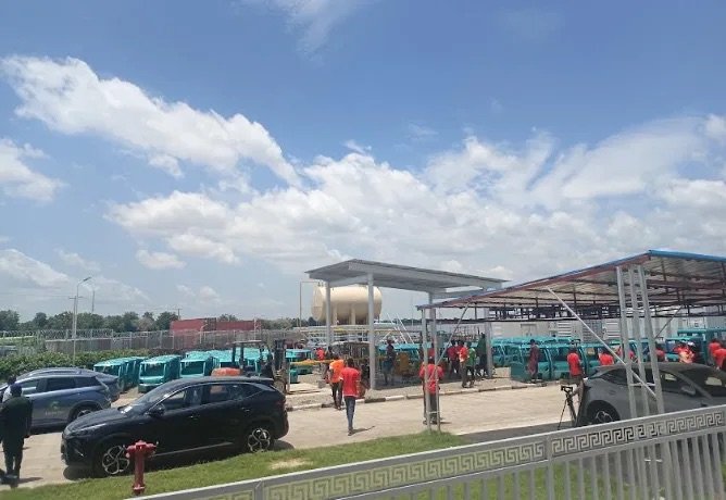 Electric buses and tricycles being assembled at the NEDC facility in Maiduguri.