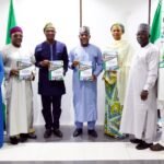 Education Minister Dr Maruf Tunji Alausa receives the TETFund Medical Simulation Committee report in Abuja.