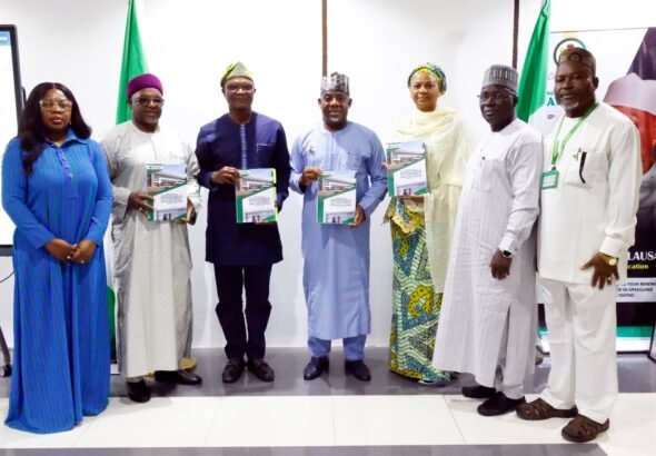 Education Minister Dr Maruf Tunji Alausa receives the TETFund Medical Simulation Committee report in Abuja.