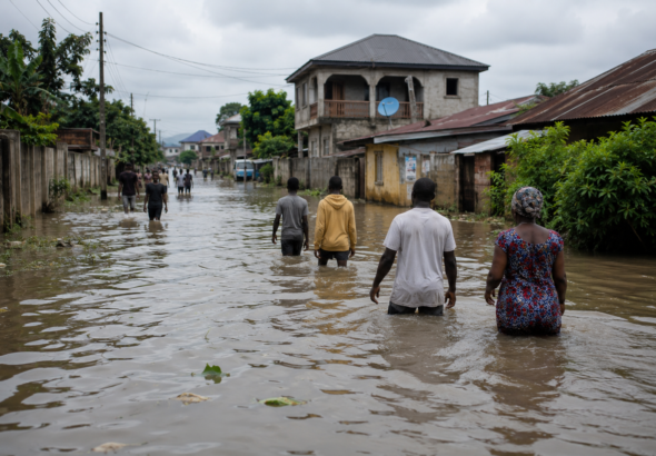 Flood-prone community in Ogun State following government flood alert ahead of heavy September rainfall.