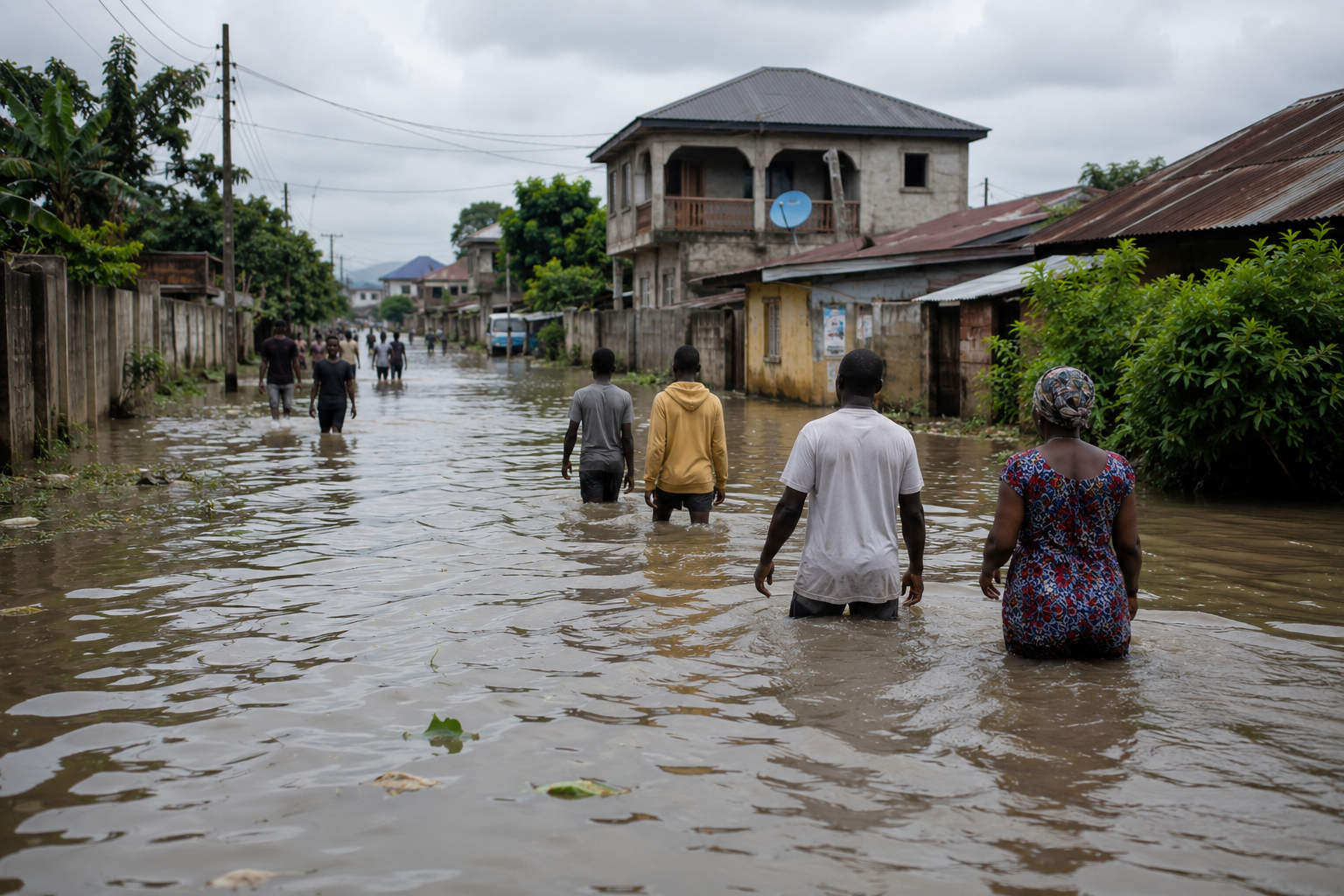 Flood-prone community in Ogun State following government flood alert ahead of heavy September rainfall.