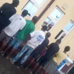 LAWMA enforcement officers arrest suspected illegal waste dumpers in Lagos Island.