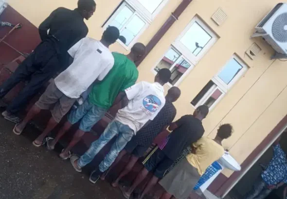 LAWMA enforcement officers arrest suspected illegal waste dumpers in Lagos Island.