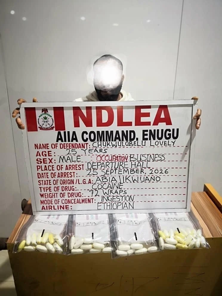 NDLEA officers display seized drugs during an operation