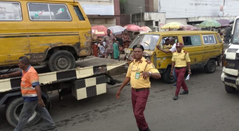LASTMA officials enforce traffic regulations on a Lagos road