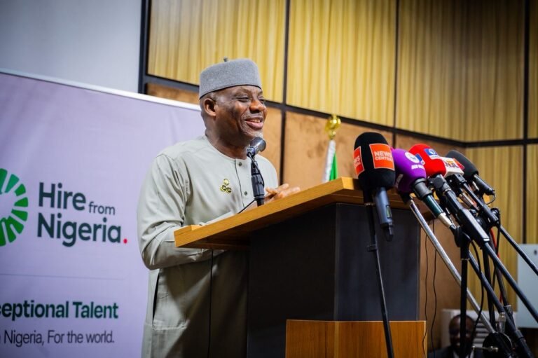 Education Minister Maruf Tunji Alausa launches the Hire From Nigeria campaign in Abuja.