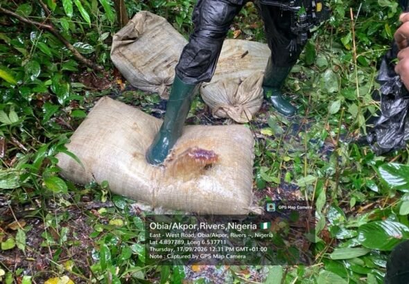 Nigerian Navy recovers suspected stolen crude oil in Rivers State