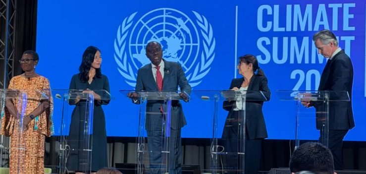 Lagos Governor Babajide Sanwo-Olu with California Governor Gavin Newsom at a UN climate meeting.