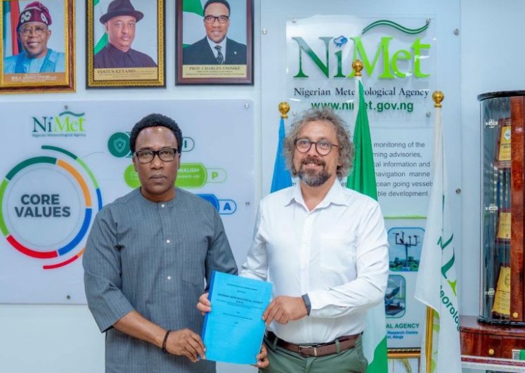 NiMet officials at the signing of the ANTICIPA AI weather chatbot agreement.