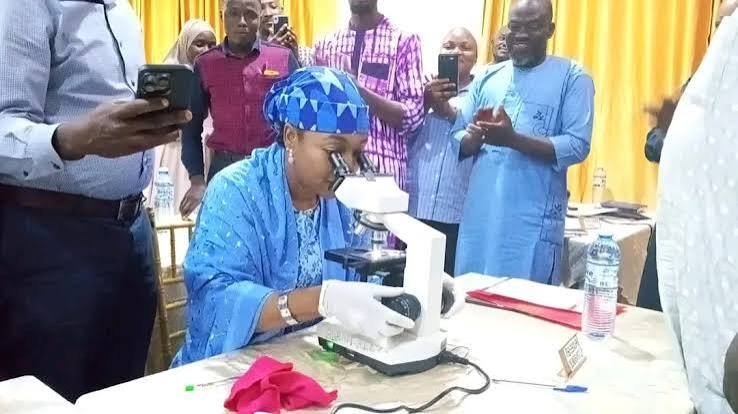 Medical Laboratory Scientists during malaria and tuberculosis microscopy training in Kwara.