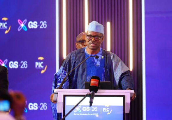 Minister of State for Health and Social Welfare Iziaq Salako speaking at the 2026 Gender and Inclusion Summit in Abuja