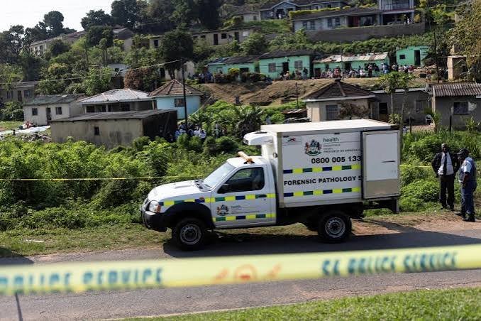 Police investigate a mass shooting in KwaMakhutha near Durban, South Africa