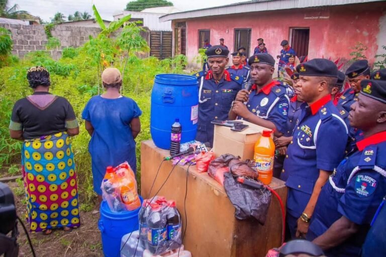 NSCDC operatives raid an alleged illegal juice factory in Badagry, Lagos