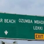 Traffic on Ozumba Mbadiwe Road in Lagos during a 35-day diversion for road repairs.