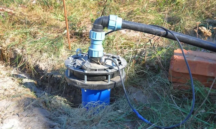 Borehole drilling equipment at a groundwater extraction site in Lagos.