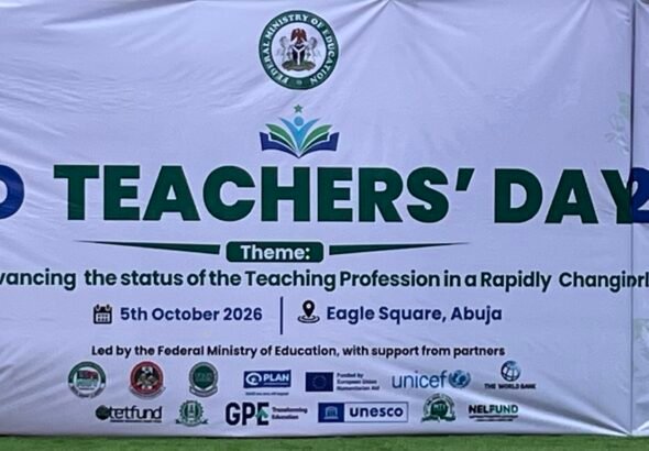 NUT President Audu Titus Amba speaking during World Teachers’ Day 2026 in Abuja
