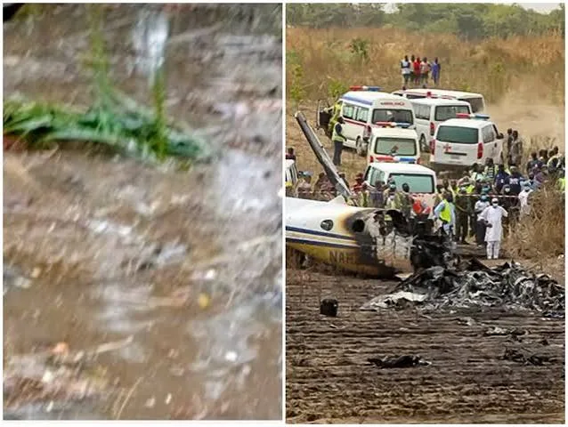 Community members and officials at the Igbokoda area affected by the reported military aircraft crash.
