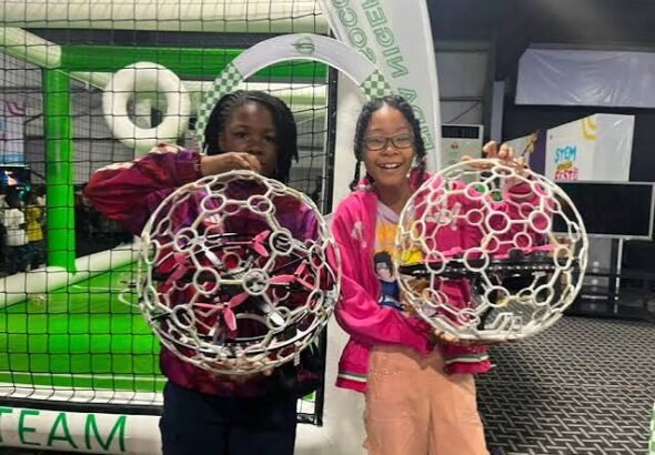 Young participants and technical experts demonstrate drone soccer as the Naija Drone Soccer League prepares for its 2026 National Combine.