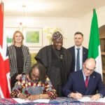 Representatives of the University of Lagos, University of Birmingham and Nigerian education authorities at the launch of joint postgraduate programmes.