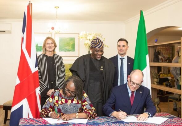 Representatives of the University of Lagos, University of Birmingham and Nigerian education authorities at the launch of joint postgraduate programmes.